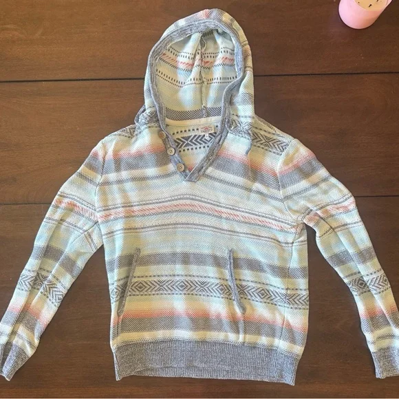 Faherty Men's Striped Hoodie in Gray and Pastel - Picture 1 of 4